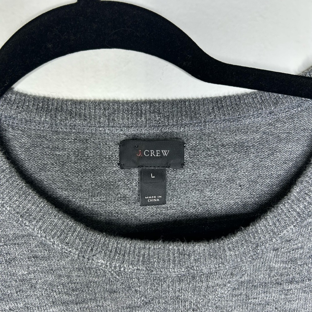 J.Crew Men's Cotton Sweater Large Crew Neck Sweater Gray Melange - Picture 2 of 5